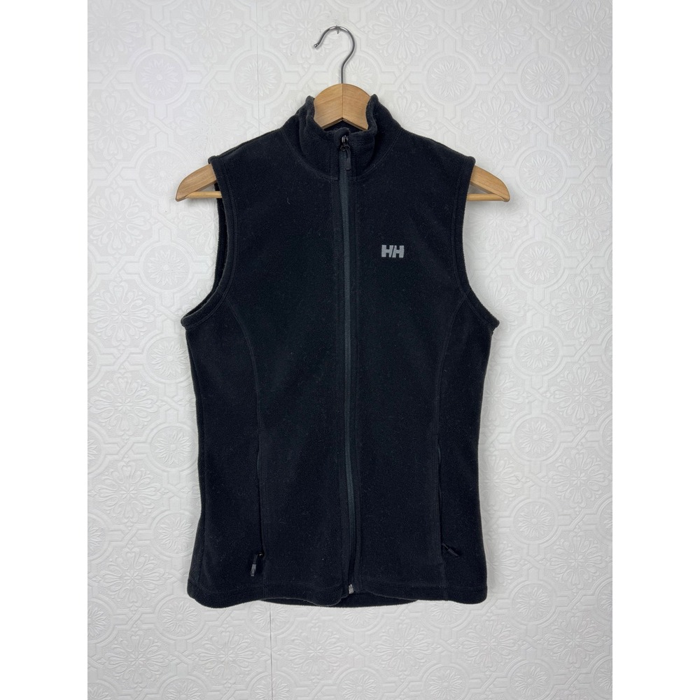 Helly Hansen Womens Polartec Fleece Vest Black Full Zip Mock Neck Size Medium